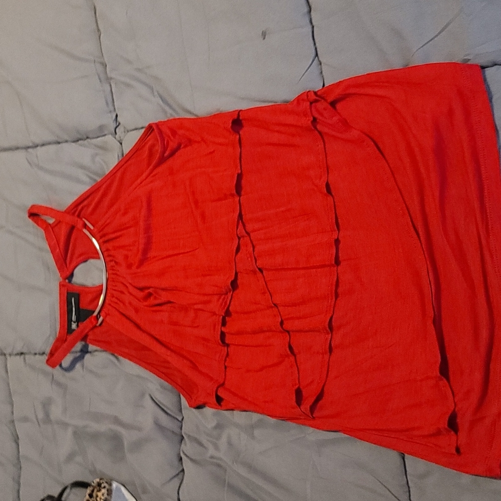 INC Red Halter Tank Top Embellised Size M NWT